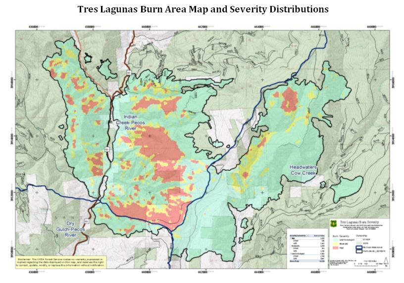 Tres Lagunas Fire burn area